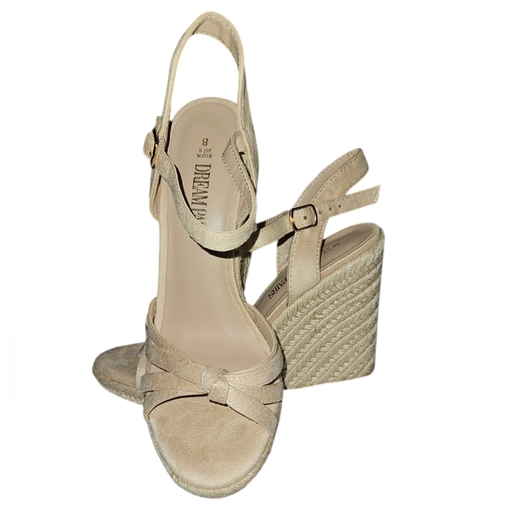 Women's Dream Pairs Nude-Suede Espadrilles Wedge Sandals Size 8 NEW